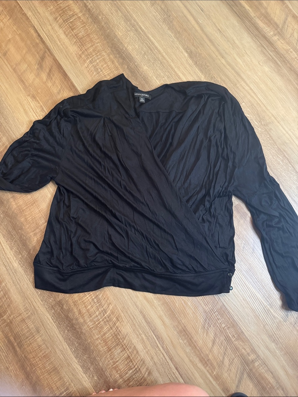 Banana Republic Black Wrap-Front Long Sleeve Top